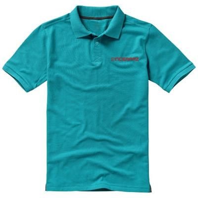 Branded Promotional CALGARY SHORT SLEEVE MENS POLO in Aqua Polo Shirt From Concept Incentives.