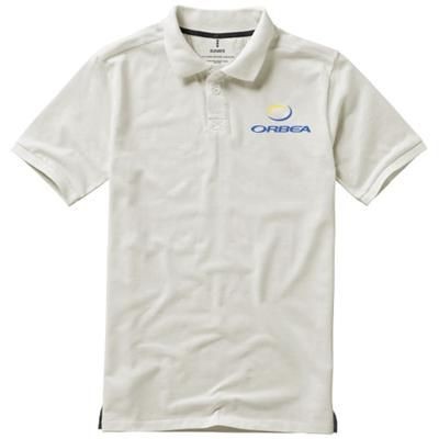 Branded Promotional CALGARY SHORT SLEEVE MENS POLO in Pale Grey Polo Shirt From Concept Incentives.