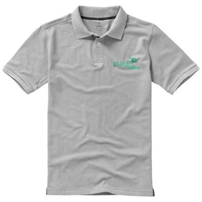 Branded Promotional CALGARY SHORT SLEEVE MENS POLO in Grey Melange Polo Shirt From Concept Incentives.