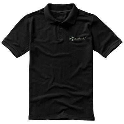 Branded Promotional CALGARY SHORT SLEEVE MENS POLO in Black Solid Polo Shirt From Concept Incentives.