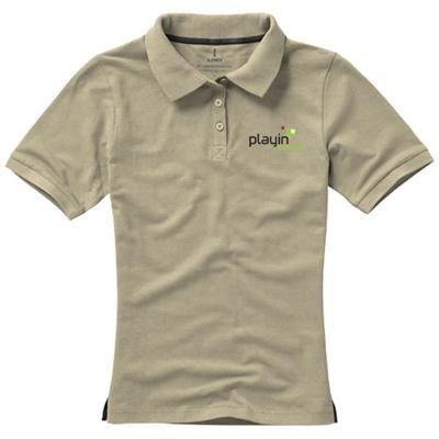 Branded Promotional CALGARY SHORT SLEEVE LADIES POLO in Khaki Polo Shirt From Concept Incentives.