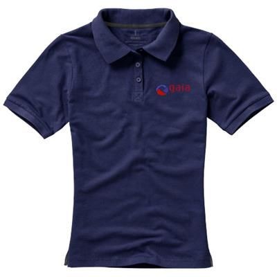 Branded Promotional CALGARY SHORT SLEEVE LADIES POLO in Navy Polo Shirt From Concept Incentives.