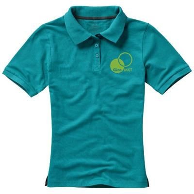Branded Promotional CALGARY SHORT SLEEVE LADIES POLO in Aqua Polo Shirt From Concept Incentives.