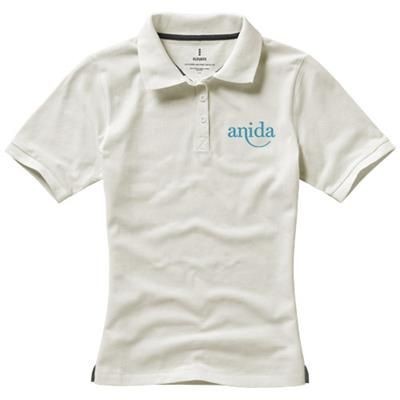 Branded Promotional CALGARY SHORT SLEEVE LADIES POLO in Pale Grey Polo Shirt From Concept Incentives.