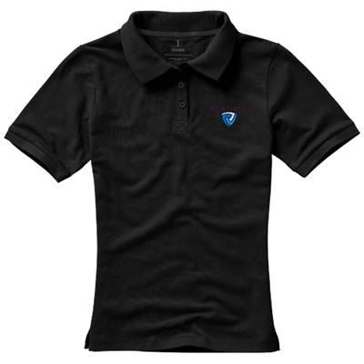 Branded Promotional CALGARY SHORT SLEEVE LADIES POLO in Black Solid Polo Shirt From Concept Incentives.