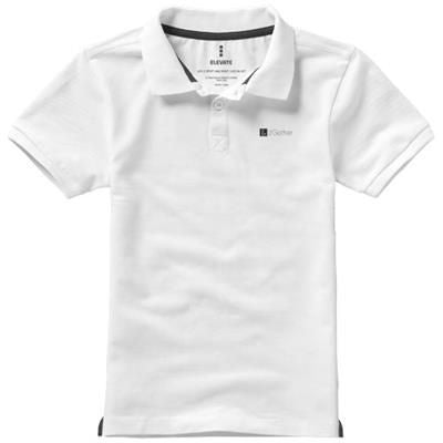 Branded Promotional CALGARY SHORT SLEEVE CHILDRENS POLO in White Solid Polo Shirt From Concept Incentives.