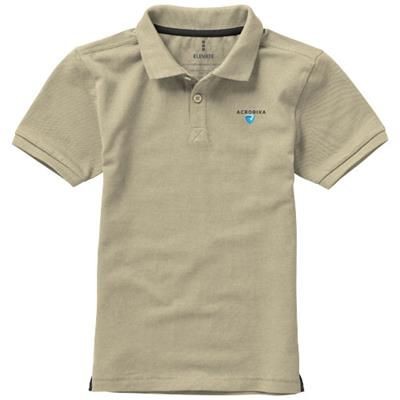 Branded Promotional CALGARY SHORT SLEEVE CHILDRENS POLO in Khaki Polo Shirt From Concept Incentives.