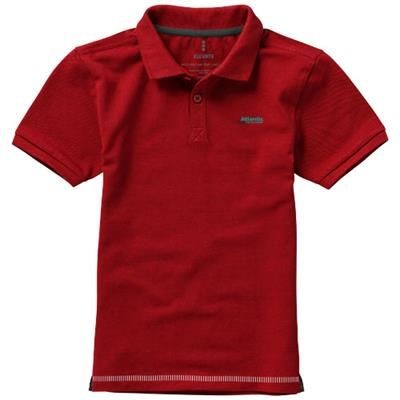 Branded Promotional CALGARY SHORT SLEEVE CHILDRENS POLO in Red-white Solid Polo Shirt From Concept Incentives.