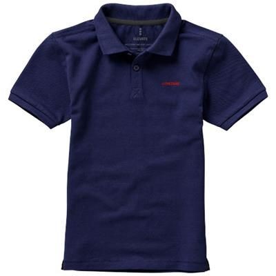 Branded Promotional CALGARY SHORT SLEEVE CHILDRENS POLO in Navy Polo Shirt From Concept Incentives.