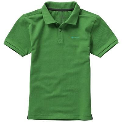 Branded Promotional CALGARY SHORT SLEEVE CHILDRENS POLO in Fern Green Polo Shirt From Concept Incentives.