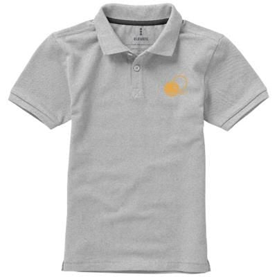 Branded Promotional CALGARY SHORT SLEEVE CHILDRENS POLO in Grey Melange Polo Shirt From Concept Incentives.
