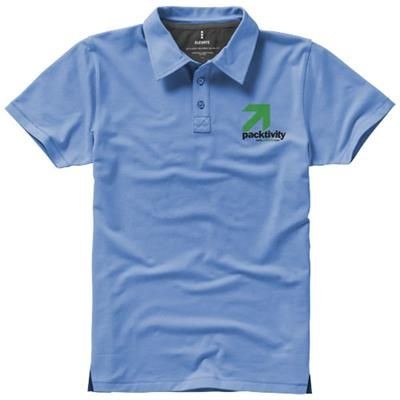 Branded Promotional MARKHAM SHORT SLEEVE MENS STRETCH POLO in Light Blue Polo Shirt From Concept Incentives.