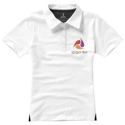 Branded Promotional MARKHAM SHORT SLEEVE LADIES STRETCH POLO in White Solid Polo Shirt From Concept Incentives.