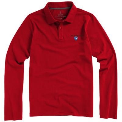 Branded Promotional OAKVILLE LONG SLEEVE MENS POLO in Red Polo Shirt From Concept Incentives.