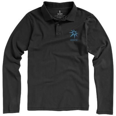 Branded Promotional OAKVILLE LONG SLEEVE MENS POLO in Anthracite Grey Polo Shirt From Concept Incentives.