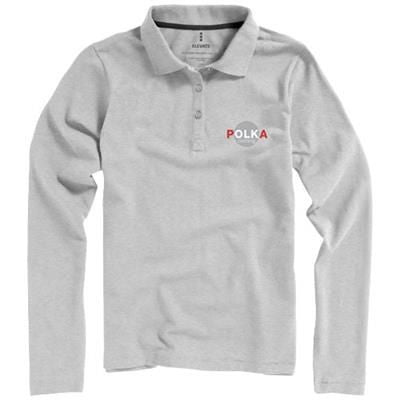 Branded Promotional OAKVILLE LONG SLEEVE LADIES POLO in Grey Melange Polo Shirt From Concept Incentives.