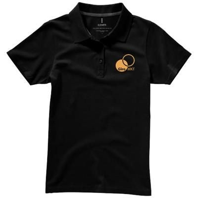 Branded Promotional SELLER SHORT SLEEVE LADIES POLO in Black Solid Polo Shirt From Concept Incentives.