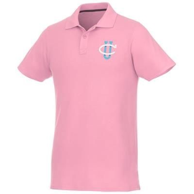 Branded Promotional HELIOS SHORT SLEEVE MENS POLO in Light Pink Polo Shirt From Concept Incentives.