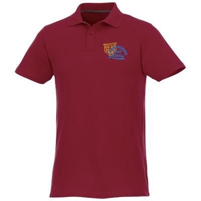 Branded Promotional HELIOS SHORT SLEEVE MENS POLO in Burgundy Polo Shirt From Concept Incentives.