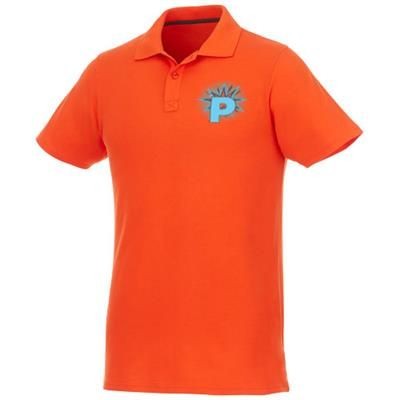 Branded Promotional HELIOS SHORT SLEEVE MENS POLO in Orange Polo Shirt From Concept Incentives.