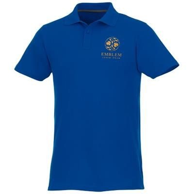 Branded Promotional HELIOS SHORT SLEEVE MENS POLO in Blue Polo Shirt From Concept Incentives.