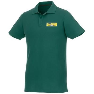 Branded Promotional HELIOS SHORT SLEEVE MENS POLO in Forest Green Polo Shirt From Concept Incentives.