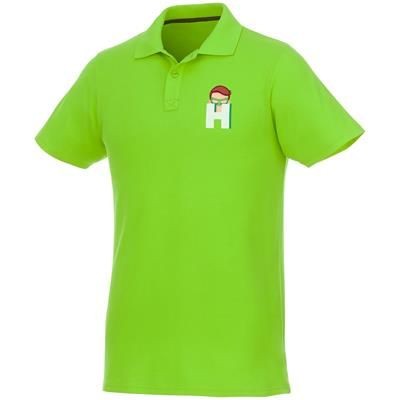 Branded Promotional HELIOS SHORT SLEEVE MENS POLO in Apple Green Polo Shirt From Concept Incentives.