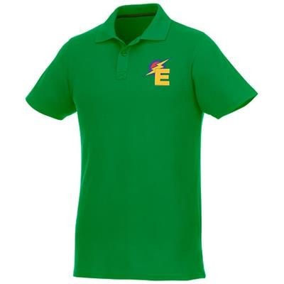 Branded Promotional HELIOS SHORT SLEEVE MENS POLO in Fern Green Polo Shirt From Concept Incentives.