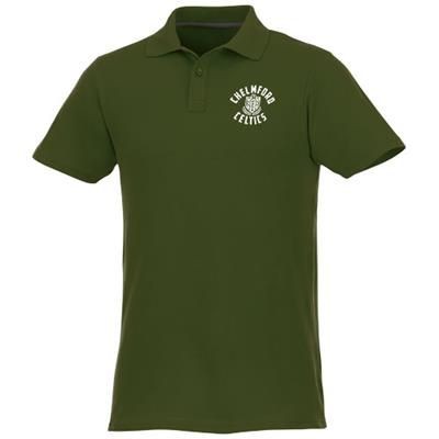 Branded Promotional HELIOS SHORT SLEEVE MENS POLO in Army Green Polo Shirt From Concept Incentives.