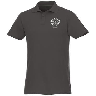 Branded Promotional HELIOS SHORT SLEEVE MENS POLO in Storm Grey Polo Shirt From Concept Incentives.