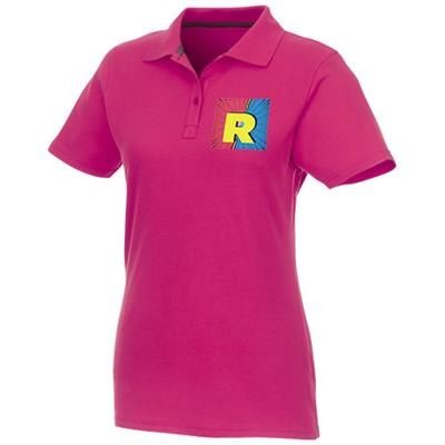 Branded Promotional HELIOS SHORT SLEEVE LADIES POLO in Magenta Polo Shirt From Concept Incentives.