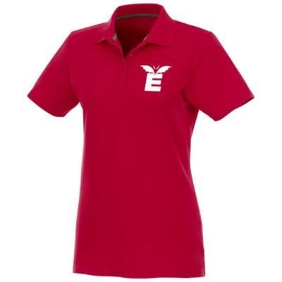 Branded Promotional HELIOS SHORT SLEEVE LADIES POLO in Red Polo Shirt From Concept Incentives.
