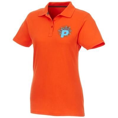 Branded Promotional HELIOS SHORT SLEEVE LADIES POLO in Orange Polo Shirt From Concept Incentives.