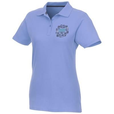 Branded Promotional HELIOS SHORT SLEEVE LADIES POLO in Light Blue Polo Shirt From Concept Incentives.