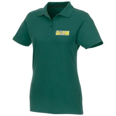 Branded Promotional HELIOS SHORT SLEEVE LADIES POLO in Forest Green Polo Shirt From Concept Incentives.