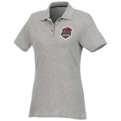 Branded Promotional HELIOS SHORT SLEEVE LADIES POLO in Heather Grey Polo Shirt From Concept Incentives.