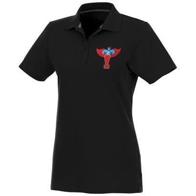 Branded Promotional HELIOS SHORT SLEEVE LADIES POLO in Black Solid Polo Shirt From Concept Incentives.