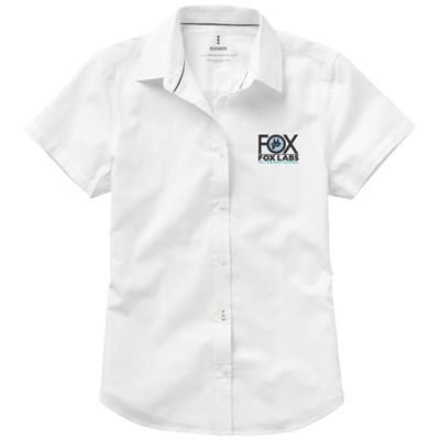 Branded Promotional MANITOBA SHORT SLEEVE LADIES SHIRT in White Solid Shirt From Concept Incentives.