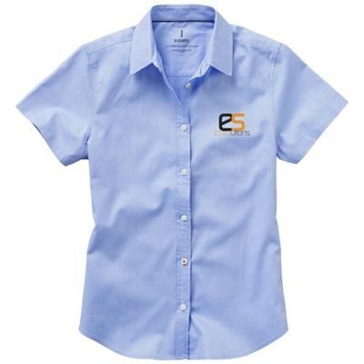 Branded Promotional MANITOBA SHORT SLEEVE LADIES SHIRT in Light Blue Shirt From Concept Incentives.