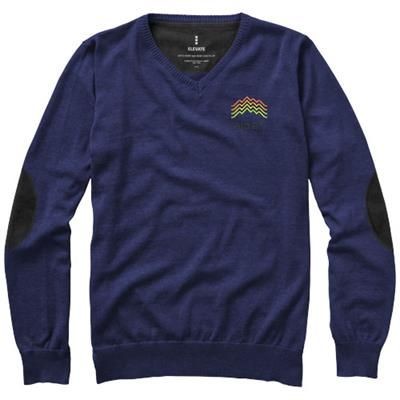 Branded Promotional SPRUCE V-NECK PULLOVER in Navy Jumper From Concept Incentives.