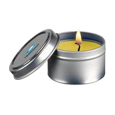 Branded Promotional FRAGRANCE CANDLE TIN in Yellow Candle From Concept Incentives.