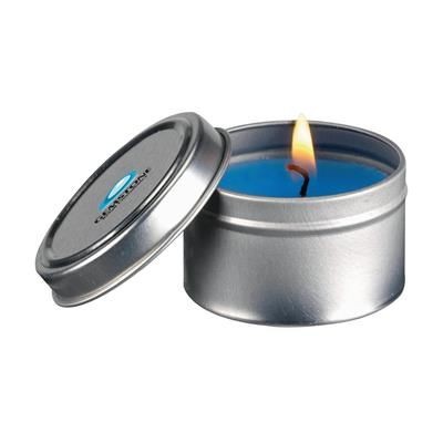 Branded Promotional FRAGRANCE CANDLE TIN in Blue Candle From Concept Incentives.