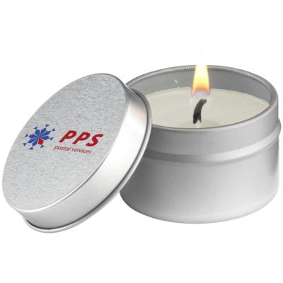 Branded Promotional CANDLETIN FRAGRANCE CANDLE in White & Vanilla Candle From Concept Incentives.