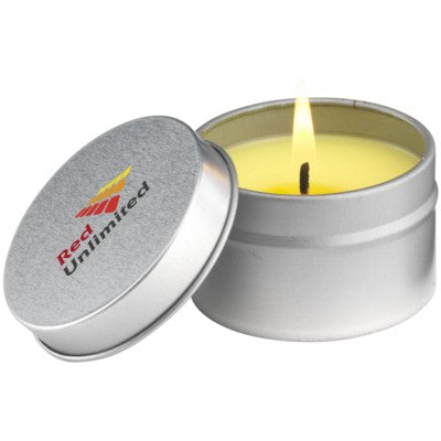 Branded Promotional CANDLETIN FRAGRANCE CANDLE in Yellow & Lemon Candle From Concept Incentives.