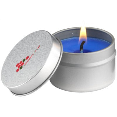 Branded Promotional CANDLETIN FRAGRANCE CANDLE in Blue & Ocean Candle From Concept Incentives.
