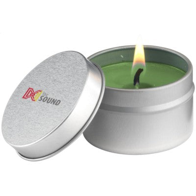 Branded Promotional CANDLETIN FRAGRANCE CANDLE in Green & Eucalyptus & Mint Candle From Concept Incentives.