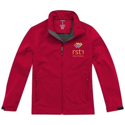 Branded Promotional MAXSON SOFTSHELL JACKET in Red Jacket From Concept Incentives.