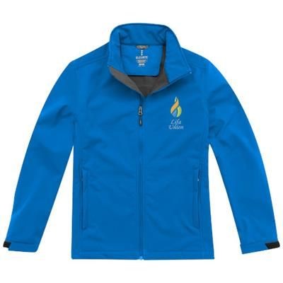 Branded Promotional MAXSON SOFTSHELL JACKET in Blue Jacket From Concept Incentives.