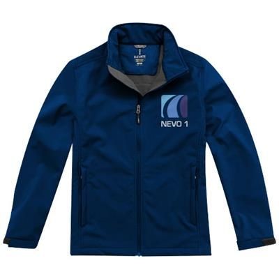 Branded Promotional MAXSON SOFTSHELL JACKET in Navy Jacket From Concept Incentives.