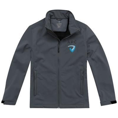 Branded Promotional MAXSON SOFTSHELL JACKET in Storm Grey Jacket From Concept Incentives.